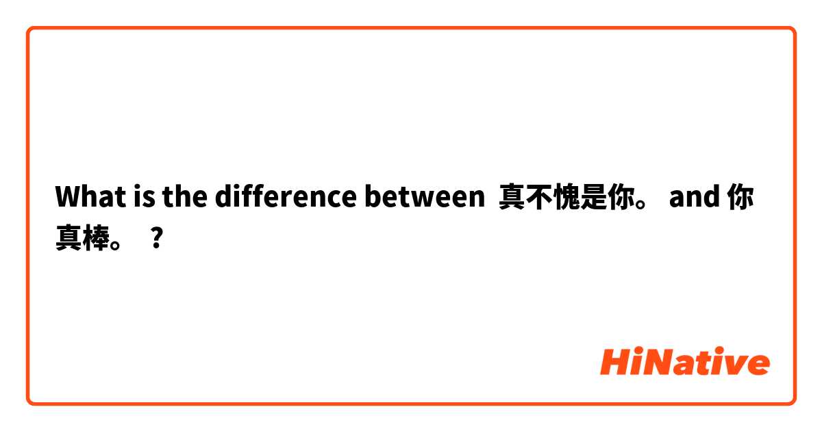 What is the difference between 真不愧是你。 and 你真棒。
 ?