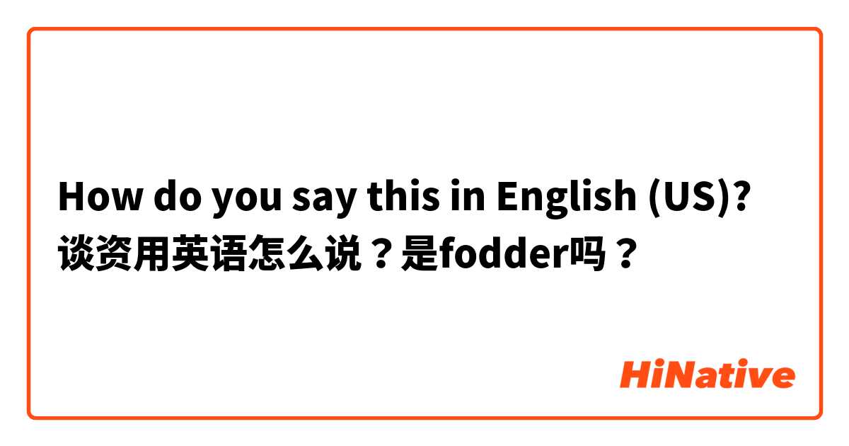 How do you say this in English (US)? 谈资用英语怎么说？是fodder吗？
