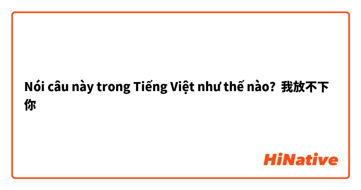 Nói câu này trong Tiếng Việt như thế nào? 我放不下你