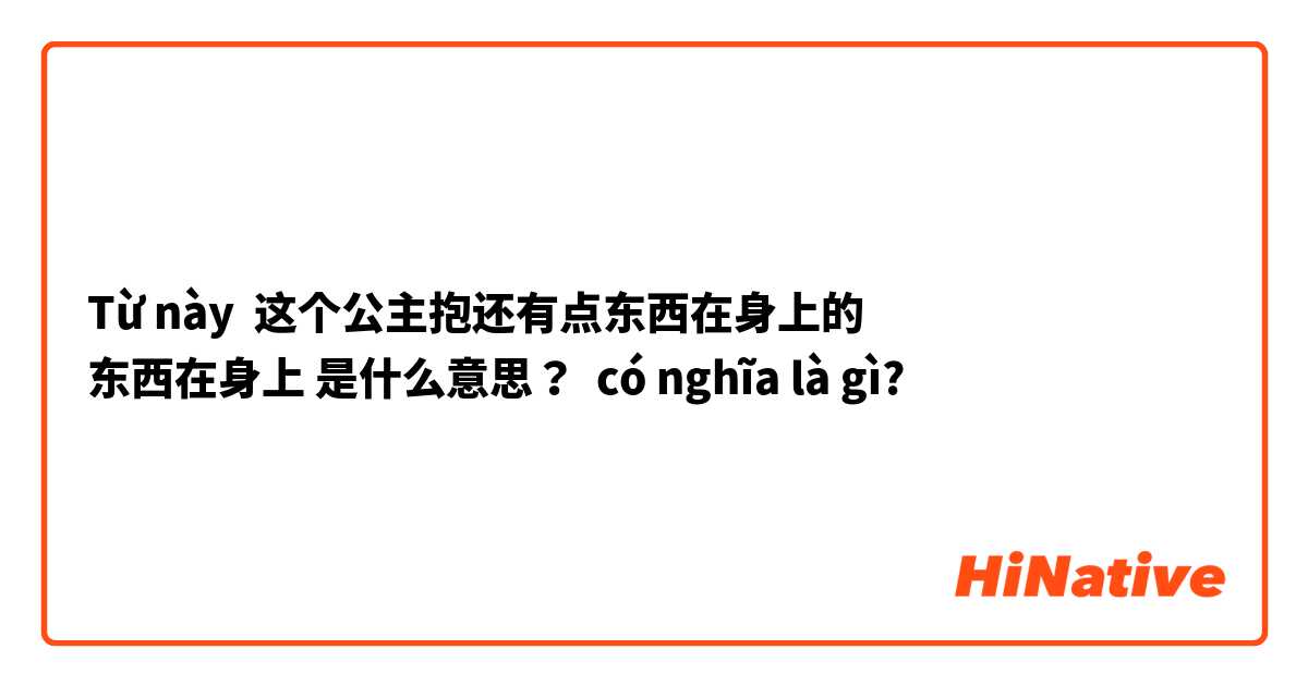 Từ này 这个公主抱还有点东西在身上的
东西在身上 是什么意思？ có nghĩa là gì?